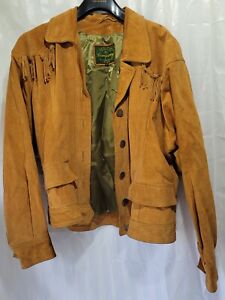 Vintage Suede Leather Jacket In Orange Type Colour Native Style Fancy Dress 14