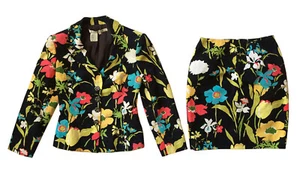 LUCA LUCA 2-Piece Skirt-Suit Brilliant Floral Cotton Print Size 40 /US 4 - Picture 1 of 11
