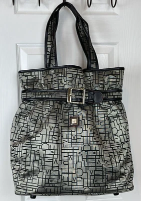 Diane Von Furstenberg DVF Studio Womens Bucket Laptop Tote Gray DVF Logo Print - Image 1 of 4
