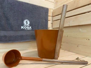Sauna Set | KOBA Saunakübel + Aufgusskelle | Saunaeimer Zubehör |  Orange-braun - Bild 1 von 6