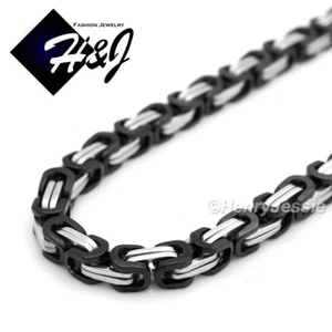 18"-40"Stainless Steel 4/6/9mm Silver/Gold/Black Plated Byzantine Box Necklace - Picture 1 of 79