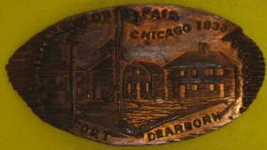 1933 Chicago World's Fair, Ft. Dearborn Elongated Cent ILL-CPIE 71 - Bild 1 von 2