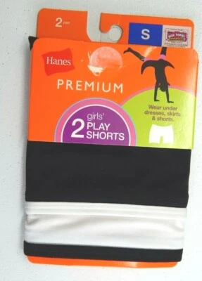 Pantalones cortos de juego sin etiquetas blancos/negros para niñas Hanes talla S Foto 1 de 4