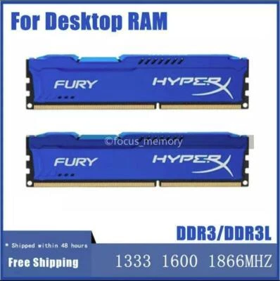 4GB 8GB DDR3 1333Mhz 1600MHz 1866Mhz HyperX Desktop Memory 240Pin 1.35V 1.5V lot - Image 1 of 4