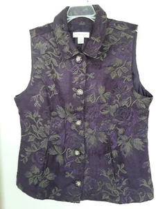 Christopher & Banks Purple Vest Women's M Button Front - Picture 1 of 3