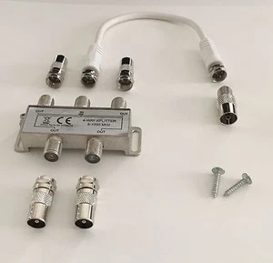 4-fach TV-Verteiler Weiche Vierfachverteiler, inkl. 20cm Anschlusskabel - Bild 1 von 1