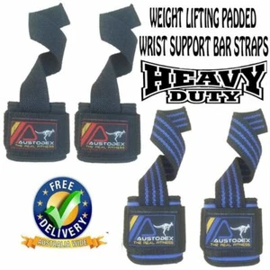 Weight Lifting Power Bar Wrist Straps wraps Bodybuilding Gym gloves - Picture 1 of 9