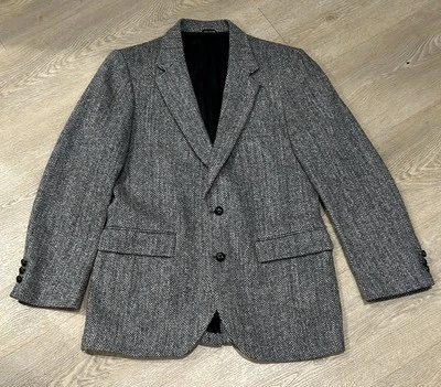 Abrigo deportivo Harris Tweed vintage para hombre gris espiga lana escocesa blazer  Foto 1 de 4