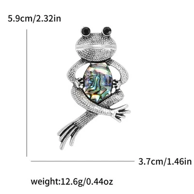 Broches de plantas concha de insectos animales rana mariposa búho rosa prendedores plateados vintage Foto 1 de 2