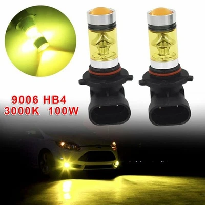 LED Light Lamp Parts Super Bright 1 Pair 9006/HB4 Yellow 1600LM 360 degree - Image 1 of 4