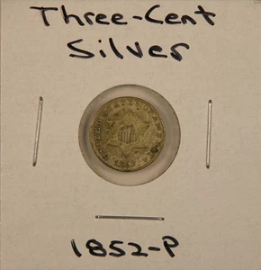 1852-P Silver Three-Cent Nickel Coin (Trime) Normal Date, Very Fine - Picture 1 of 2