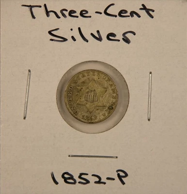 1852-P Silver Three-Cent Nickel Coin (Trime) Normal Date, Very Fine - Image 1 of 2