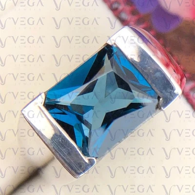 5.0ct Radiant Cut Natural Topaz Solitaire Men Wedding Ring 950PT Platinum Plated - Image 1 of 4