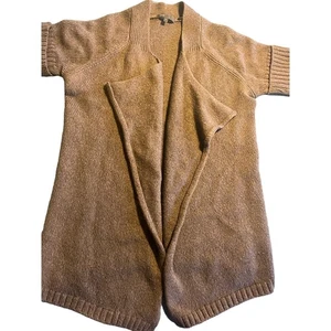 VINCE Womens cardigan Wool Blend Draped Open Front Short Sleeve brown sm Sweater - Picture 1 of 7