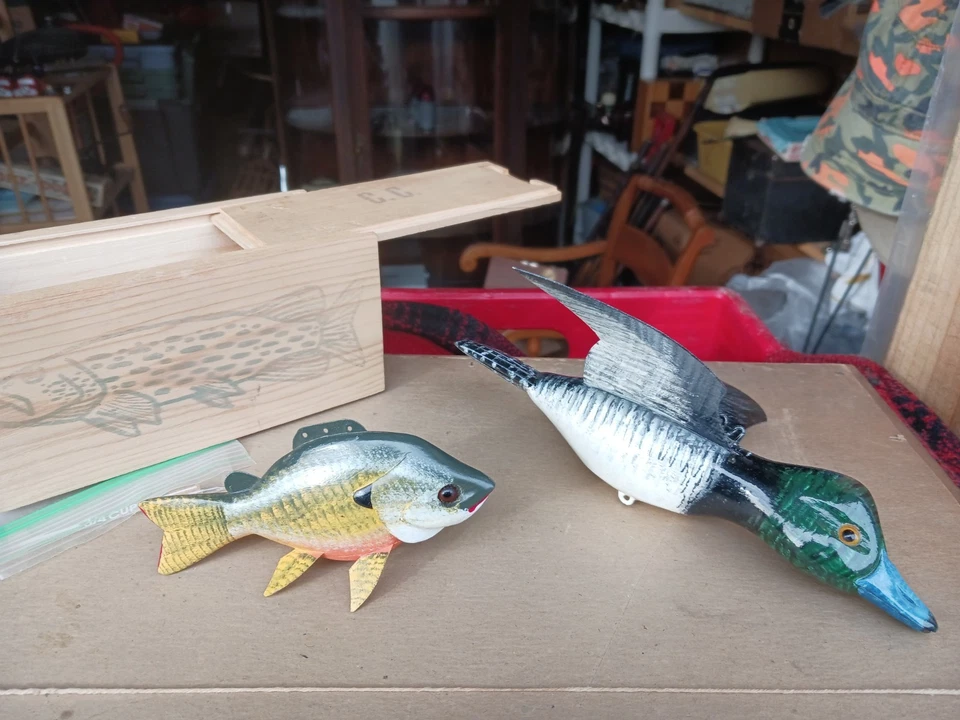 Carl Christiansen SPEARING DECOYS ICE FISHING, Near Mint in Box  Rare Duckling - Image 1 of 4