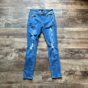 Judy Blue Jeans Womens 7/28 Skinny Fit Blue Denim Stretch Distressed Mid Rise - Picture 1 of 11