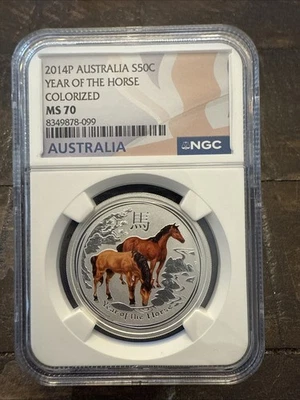 2014 P Australia Year Of The Horse 1/2 Oz .999 Silver NGC MS70 #188 - Image 1 of 4