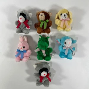 Lote de 7 adornos de peluche vintage de as de novedad animal Navidad - Imagen 1 de 5