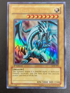 Yugioh Blue-Eyes White Dragon LOB-001, Extremely Rare, 1st output,... - Picture 1 of 5