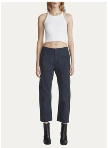 New Rag And Bone Leyton Crop Cotton Work Pants In Navy Blue Size 6 - Picture 1 of 8