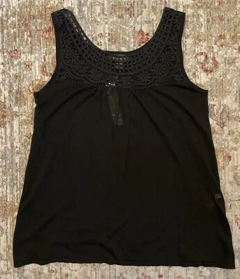 ¡¡¡NUEVO!!! Blusa sin mangas AUGUST SILK negra tejida suave elástica GRANDE NUEVA CON ETIQUETAS Foto 1 de 4