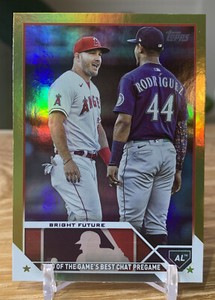 MIKE TROUT JULIO RODRIGUEZ 2023 Topps Update Gold Foil SP Veteran Combos #US132