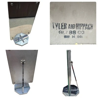 Espejo Tyler & Hippach 1946 raro vidrio biselado inclinable encimera de grandes almacenes Foto 1 de 4