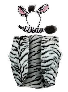 Adults Zebra Waistcoat Ears & Tail African Safari Book Day Fancy Dress Costume - Picture 1 of 2