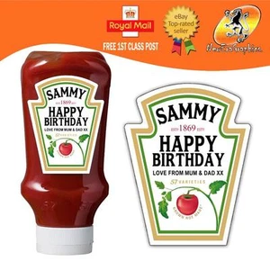 BOTELLA DE KETCHUP PARODIA PERSONALIZADA ETIQUETA CUMPLEAÑOS REGALO CUALQUIER OCASIÓN - Imagen 1 de 1