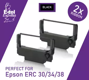 2X Nastro inchiostro compatibile nastro nylon nero per Epson ERC 30, ERC 34 ERC 38 - Foto 1 di 3