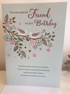 Special Friend FEMALE Birthday Card /with Lovely Verse Card (9 x 6.25") Inserted