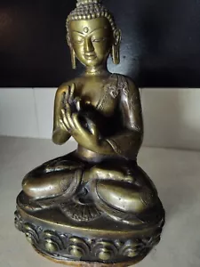 RARO Buddha cinese in bronzo intagliato primi dinastia Qing fondo inciso - Foto 1 di 10