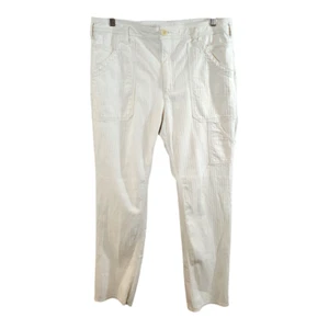 Anthropologie Herringbone Straight Leg Carpenter Pants in Cream Women's 32 - Picture 1 of 10