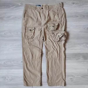 Polo Ralph Lauren VTG Y2K Army Surplus Cargo Brown RL-067 Trousers W38 L32 - Foto 1 di 11