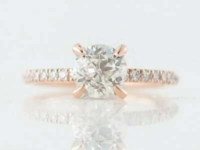 3 克拉模拟钻石戒指口音隐藏光环单颗 14k 镀玫瑰金 — 第 1/4 张图片