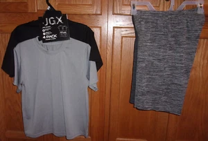 JGX Boy's Youth 4 Pack- 2 Shorts -2 Shirts- Size 8 -Soft & Stretchy- Black Gray - Picture 1 of 3