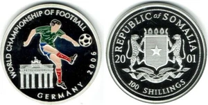 Somalia 2001, 100 Schilling, Fußball-WM Deutschland 2006, PP Polierte Platte - Bild 1 von 1