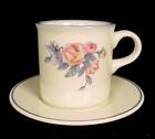 Pfaltzgraff GateHouse Cup & Saucer or Flat Mug Pink Blue Floral Ivory China