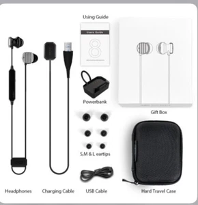 COWIN HE8D ACTIVE NOISE CANCELLING BLUETOOTH EARBUDS SILVER HARD TRAVEL CASE MIC - Picture 1 of 3