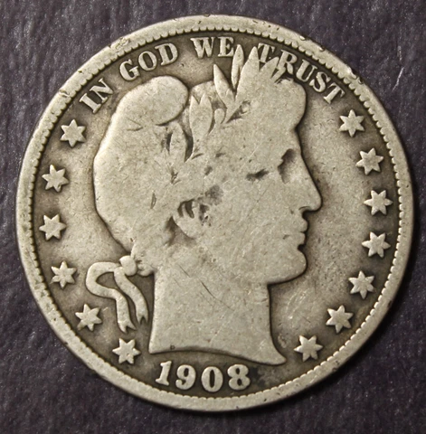1908 Barber Half Dollar VG..................Lot 9950 Cover