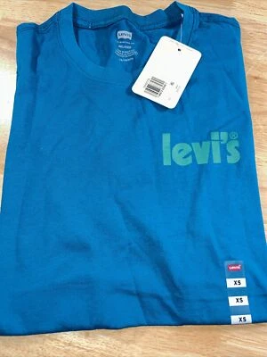 Camiseta LEVI'S Para Hombres Azul Logo Gráfico Manga Corta Calce Relajado Algodón XS NUEVA CON ETIQUETAS Foto 1 de 4
