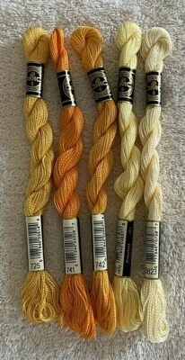 DMC Perle Cotton Thread Size 5 Lot of 5 Skeins Assorted Yellows No Duplicates - Image 1 of 4