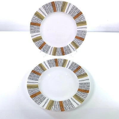 Midwinter Sienna Bread Side Plates 8in 20cm Fine Shape Tait  x 2 Pair 60- 70's - Image 1 of 4