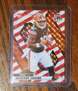 2025 Mosaic Quinshon Judkins RC Red White Stripe Prizm Candy Cane Browns Rookie - Bild 1 von 2