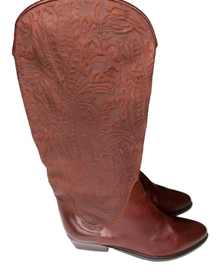 NUEVO ~ Botas de cuero marrón estilo occidental Bandolino Italia para mujer talla 9 Foto 1 de 4
