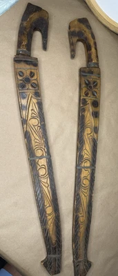 Pair Of 1983 Visayan Bolo Machete Tenegre Central Philippines Hand Carved - Image 1 of 4