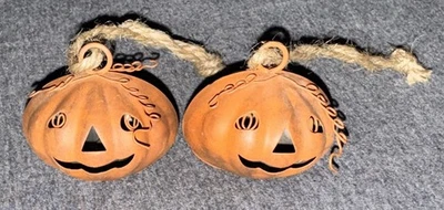 Ornament Jack-o-Lantern Metal Jingle Bell Pumpkins Autumn Halloween Set 2 TV1 - Image 1 of 4