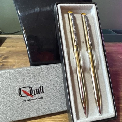 Conjunto de lápis vintage quill tom dourado MO Hwy departamento de transporte logotipo MHTD usado - Imagem 1 de 4