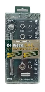 Sears Companion 24pc S.A.E. 1/4" Drive Ratchet Socket & Bit Set 9-30378 New - Picture 1 of 4