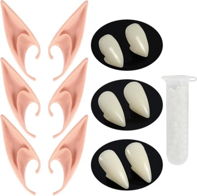 HLenyoy Vampire Teeth Fangs Elf Ears for Cosplay Costume Accessory Halloween...  Foto 1 de 4